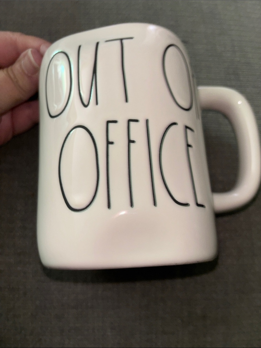 Rae Dunn White 'Out of Office' Ceramic Coffee Mug - EUC